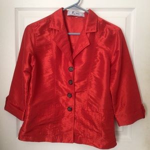 Rarities Women’s Silk Jacket 3/4” Sleeves Red made in New Vietnam